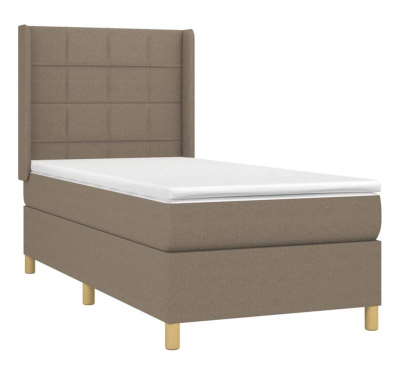 vidaXL Bett Boxspringbett mit Matratze & LED Taupe 90x190 cm Stoff von vidaXL