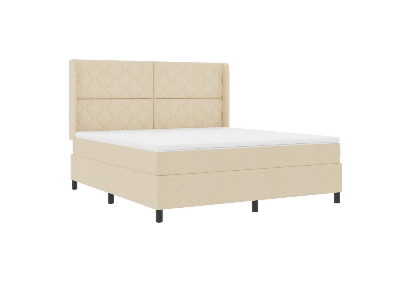 vidaXL Bett Boxspringbett mit Matratze & LED in Creme, 180x200 cm, Stoff (1-tlg) von vidaXL