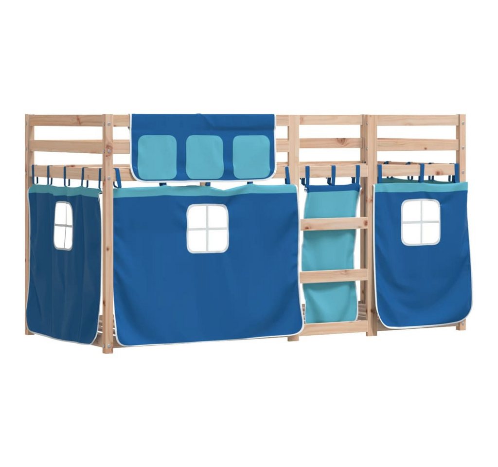 vidaXL Bett Etagenbett mit Vorhängen Blau 80x200 cm Massivholz Kiefer von vidaXL