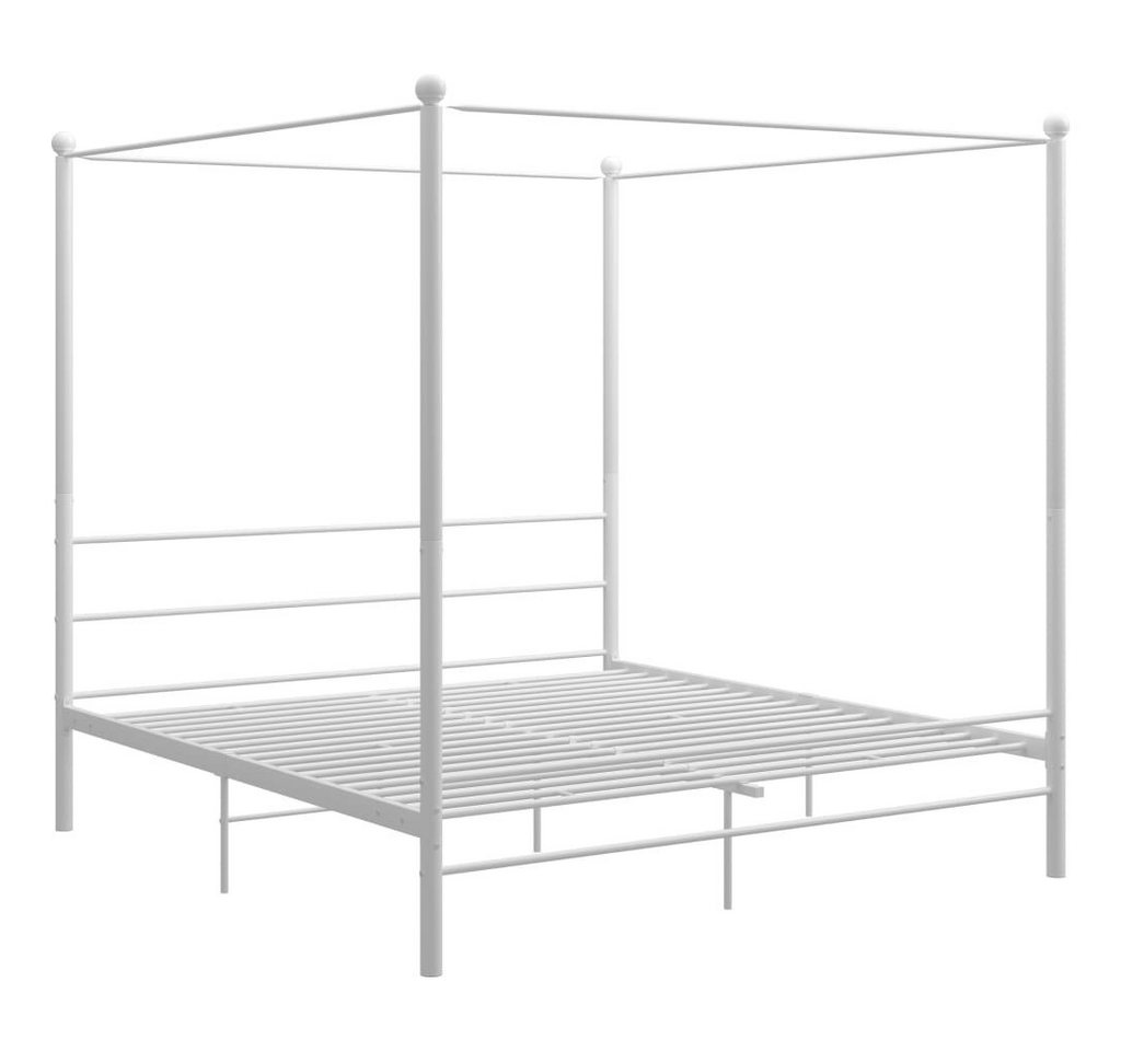 vidaXL Bett Himmelbett Weiß Metall 120x200 cm von vidaXL