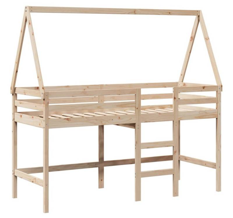 vidaXL Bett Hochbett mit Leiter und Dach 90x200 cm Massivholz Kiefer von vidaXL