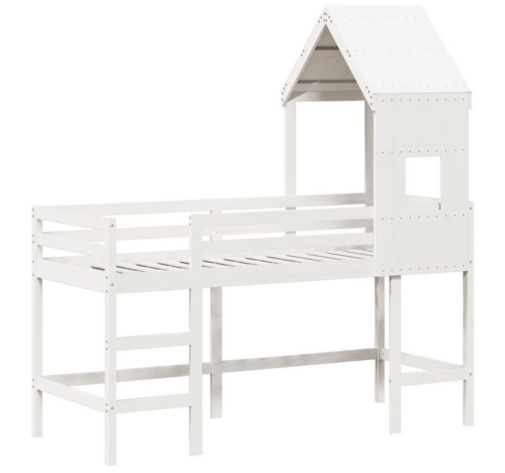 vidaXL Bett Hochbett mit Leiter und Dach Weiß 80x200 cm Massivholz Kiefer vidaXL Bett Hochbett mit Leiter und Dach Weiß 80x200 cm Massivholz Kiefer von vidaXL