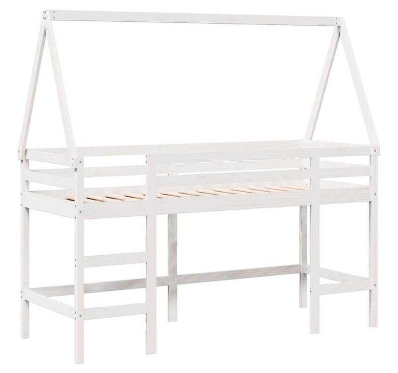 vidaXL Bett Hochbett mit Leiter und Dach Weiß 80x200 cm Massivholz Kiefer von vidaXL