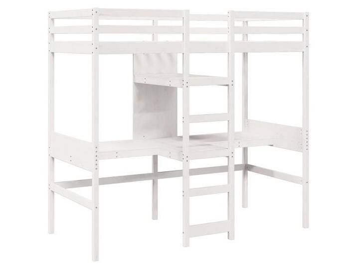 vidaXL Bett Hochbett ohne Matratze Weiß 75x190 cm Massivholz Kiefer, WeiÃ von vidaXL