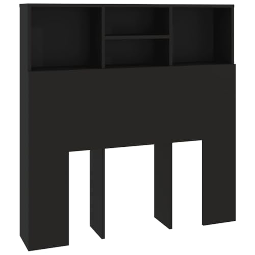 vidaXL Bett Kopfteil mit Ablagen Kopfteil-Regal Wand-Kopfteil Bücherregal-Kopfteil Betthaupt Bettkopfteil Schlafzimmer Schwarz 100x19x103,5cm von vidaXL