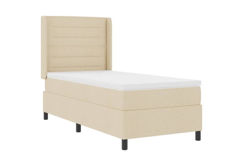 vidaXL Bett LED Boxspringbett mit Matratze Creme 90x200 cm Stoff (1-tlg) von vidaXL