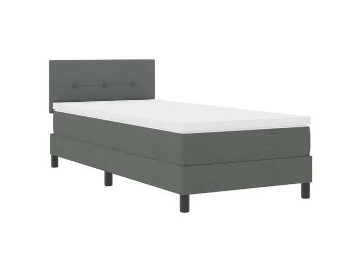 vidaXL Bett Boxspringbett mit Matratze Dunkelgrau 90 x 200 cm Stoff (1-tlg), grau, Dunkelgrau von vidaXL