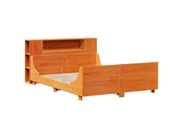 vidaXL Bett Massivholzbett ohne Matratze Wachsbraun 120x190 cm Kiefernholz, braun, Braun von vidaXL