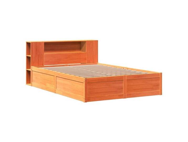 vidaXL Bett Massivholzbett ohne Matratze Wachsbraun 120x190 cm Kiefernholz, braun von vidaXL