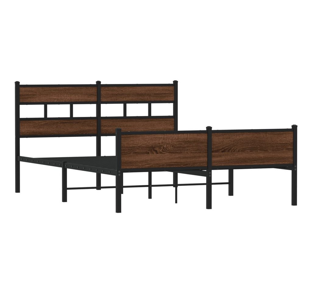 vidaXL Bett Metallbett ohne Matratze Braun Eichen-Optik 160x200 cm von vidaXL