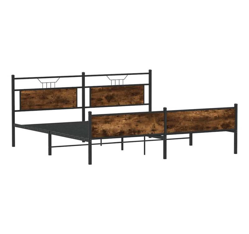 vidaXL Bett Metallbett ohne Matratze Räuchereiche 160x200 cm von vidaXL