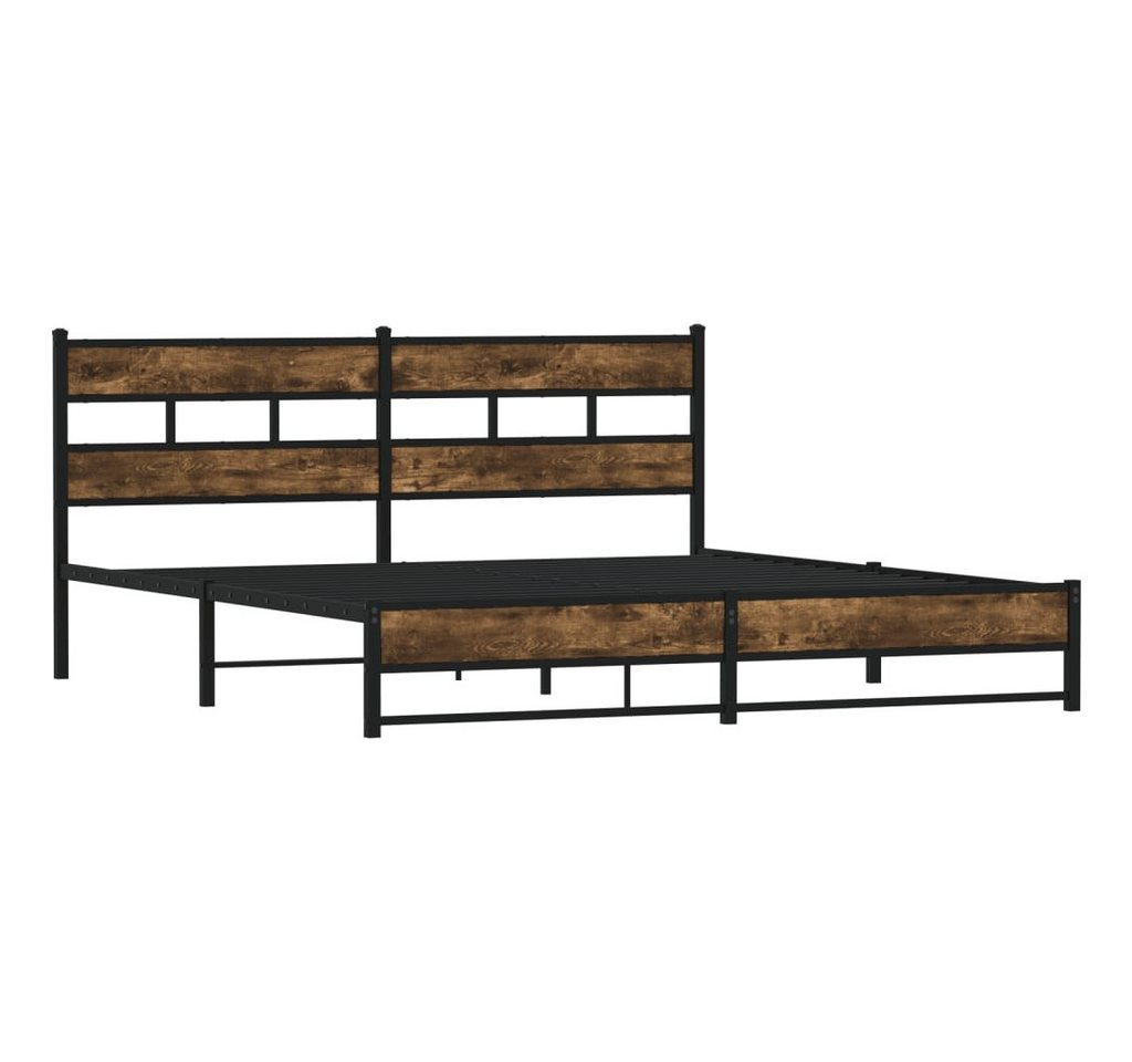 vidaXL Bett Metallbett ohne Matratze Räuchereiche 183x213 cm von vidaXL