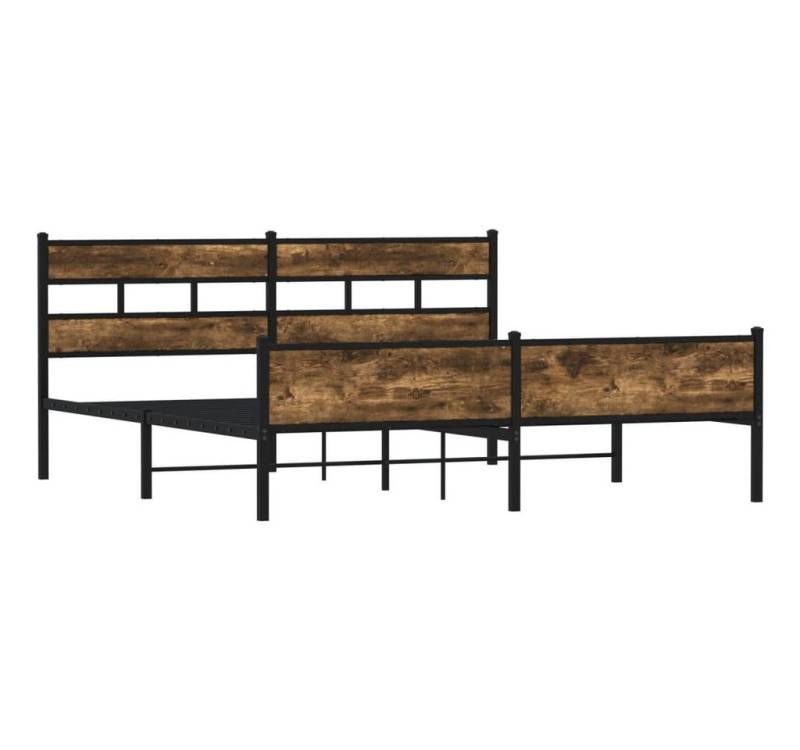 vidaXL Bett Metallbett ohne Matratze Räuchereiche 193x203 cm von vidaXL