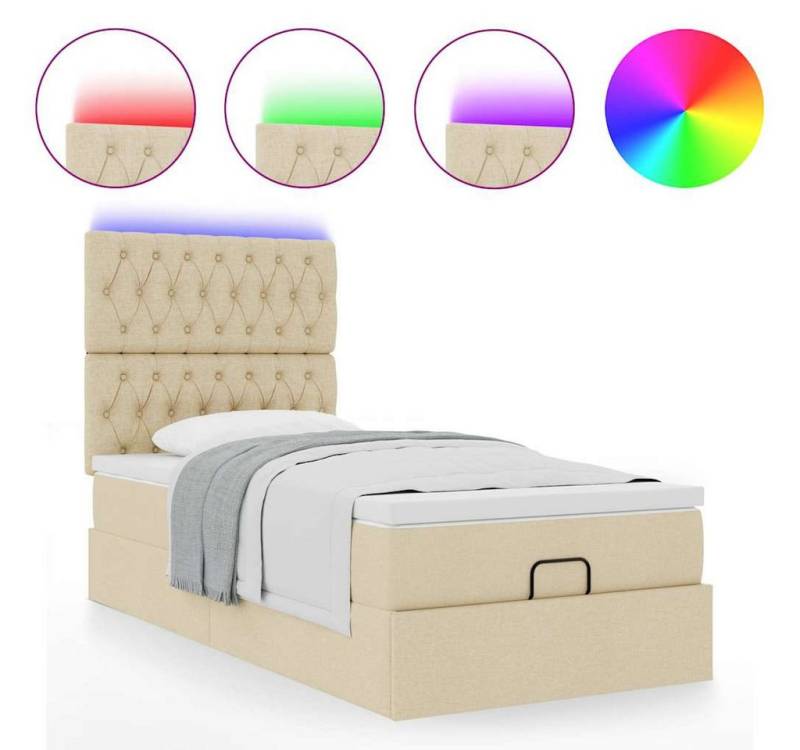 vidaXL Bett Ottoman-Bett mit Matratze & LEDs Creme 100x200 cm Stoff von vidaXL