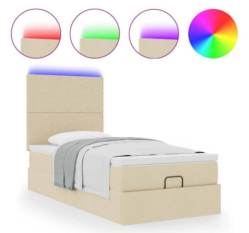 vidaXL Bett Ottoman-Bett mit Matratze & LEDs Creme 100x200 cm Stoff von vidaXL