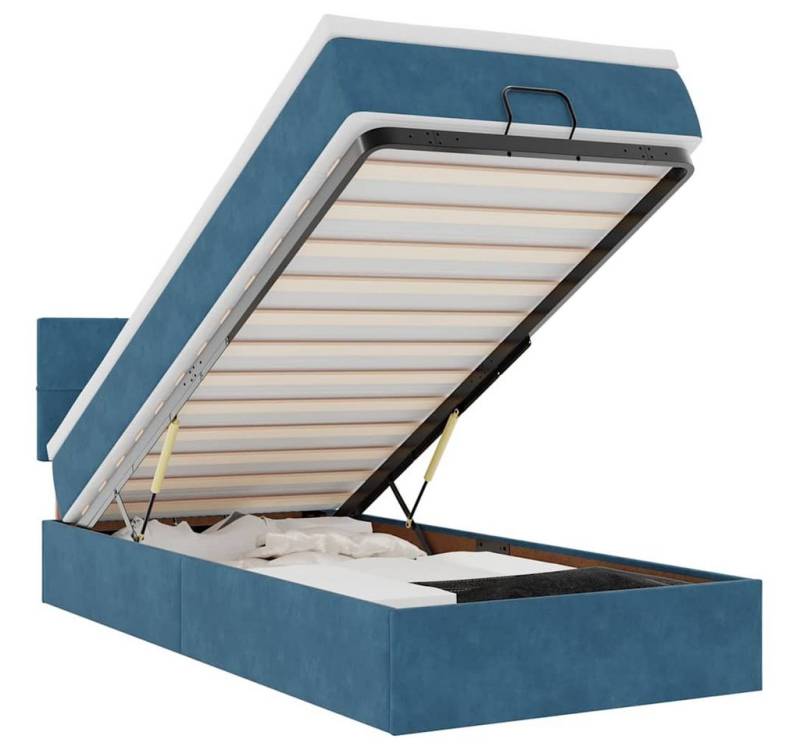 vidaXL Bett Ottomane Bett mit Matratze & LEDs Dunkelblau 80x200 cm Samt von vidaXL
