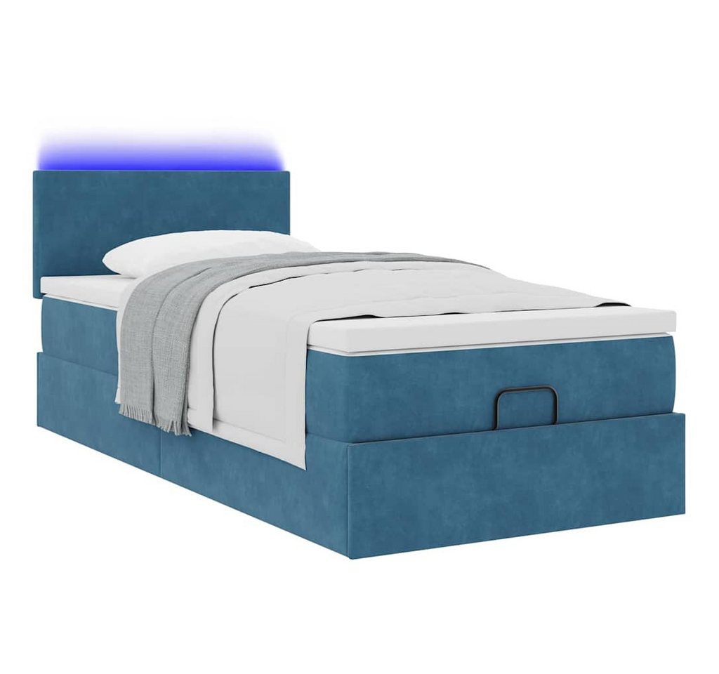 vidaXL Bett Ottoman-Bett mit Matratze & LEDs Dunkelblau 100x200 cm Samt vidaXL Bett Ottoman-Bett mit Matratze & LEDs Dunkelblau 100x200 cm Samt von vidaXL