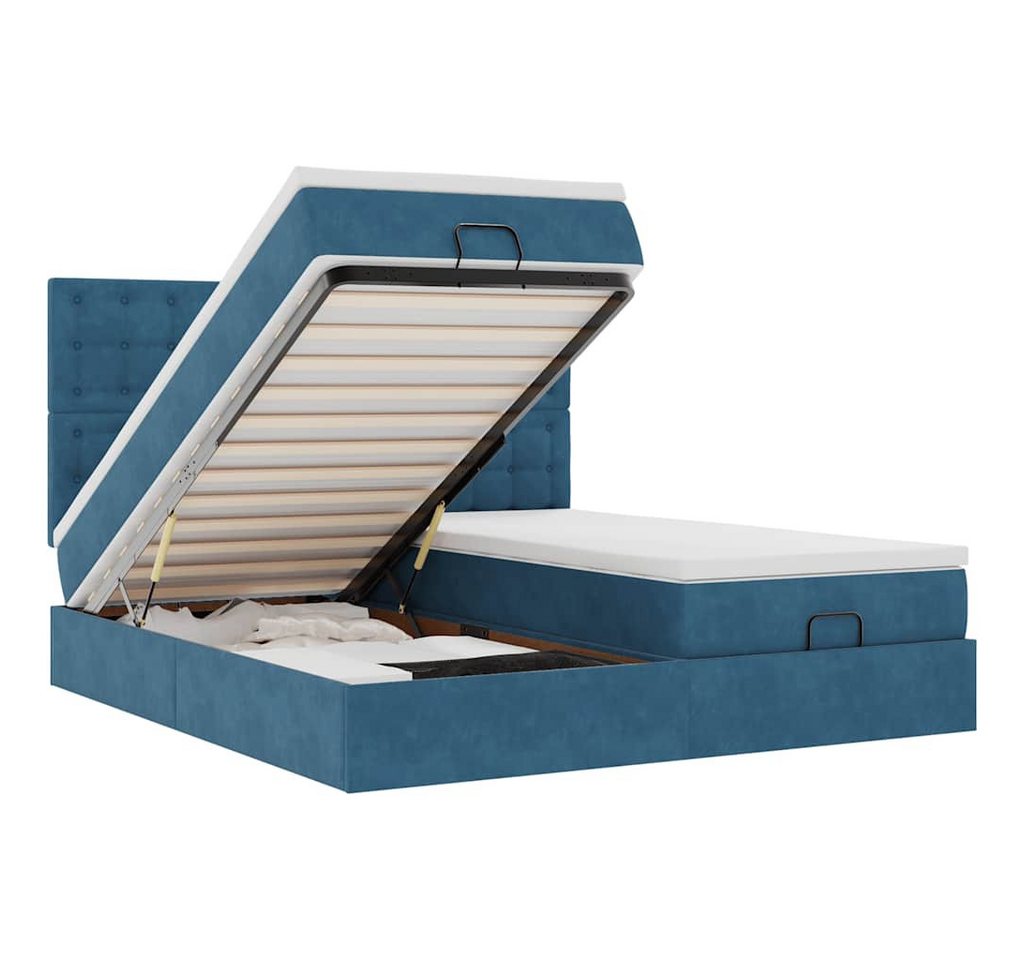 vidaXL Bett Ottoman-Bett mit Matratzen & LEDs Dunkelblau 160x200 cm Samt vidaXL Bett Ottoman-Bett mit Matratzen & LEDs Dunkelblau 160x200 cm Samt von vidaXL