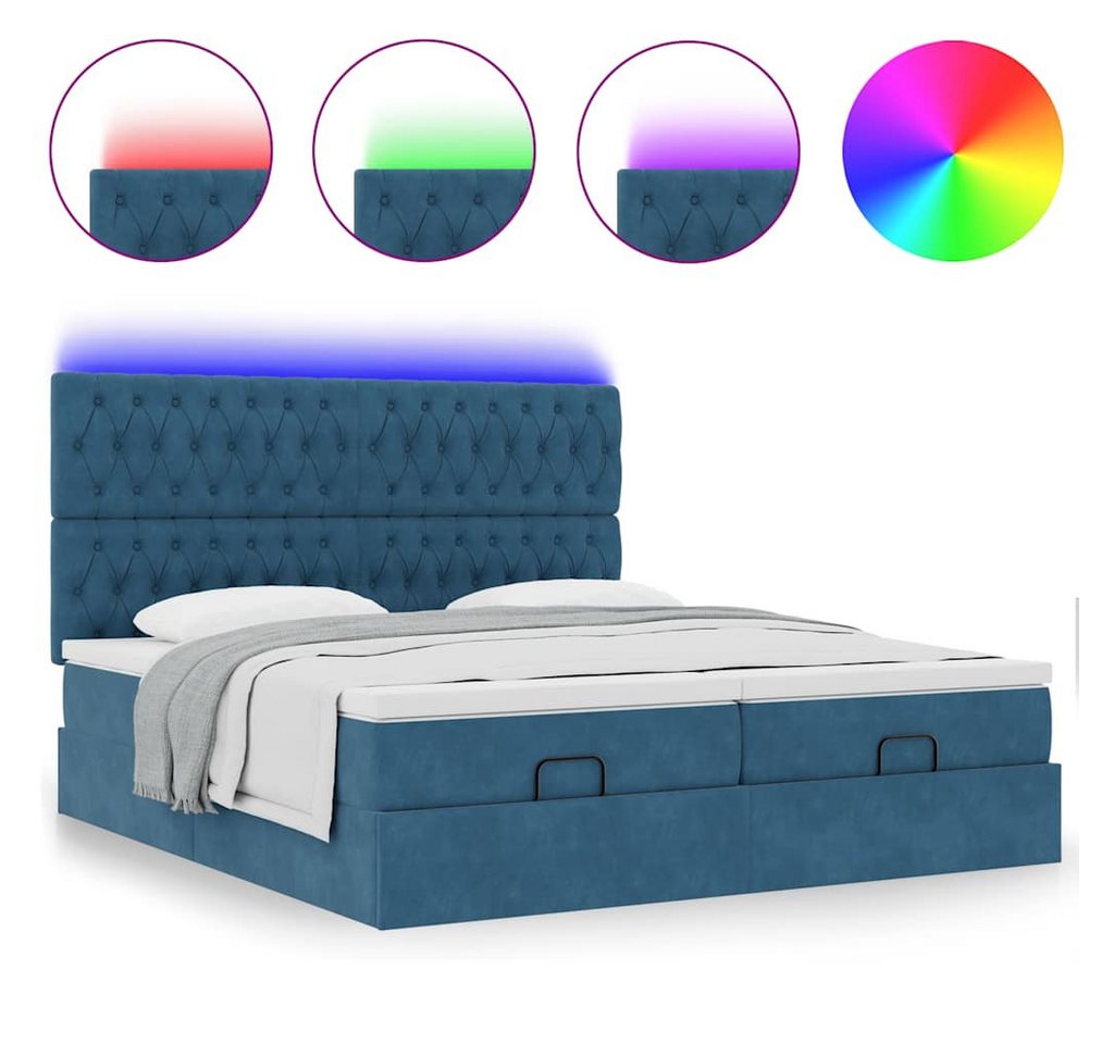vidaXL Bett Ottoman-Bett mit Matratzen & LEDs Dunkelblau 160x200 cm Samt vidaXL Bett Ottoman-Bett mit Matratzen & LEDs Dunkelblau 160x200 cm Samt von vidaXL