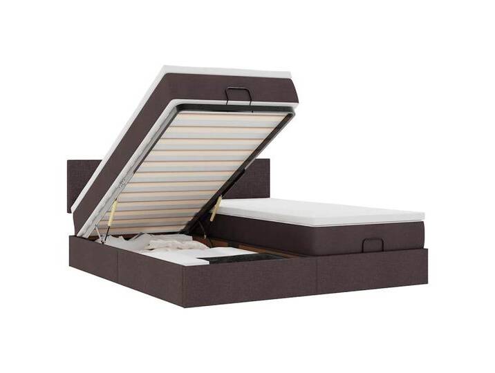 vidaXL Bett Ottoman-Bett mit Matratzen & LEDs Dunkelbraun 180x200 cm Stoff, braun, Schlichtes Design, Dunkelbraun von vidaXL