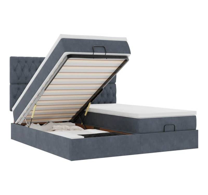 vidaXL Bett Ottoman-Bett mit Matratzen & LEDs Dunkelgrau 160x200 cm Samt von vidaXL