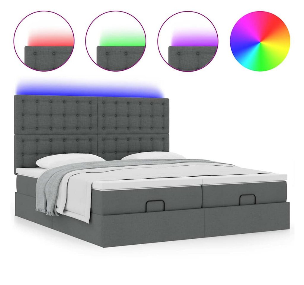 vidaXL Bett Ottoman-Bett mit Matratzen & LEDs Dunkelgrau 160x200 cm Stoff vidaXL Bett Ottoman-Bett mit Matratzen & LEDs Dunkelgrau 160x200 cm Stoff von vidaXL
