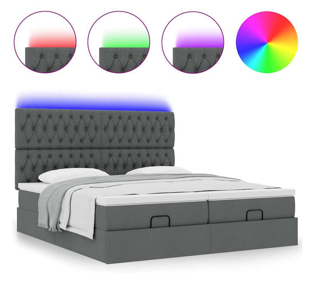 vidaXL Bett Ottoman-Bett mit Matratzen & LEDs Dunkelgrau 160x200 cm Stoff vidaXL Bett Ottoman-Bett mit Matratzen & LEDs Dunkelgrau 160x200 cm Stoff von vidaXL