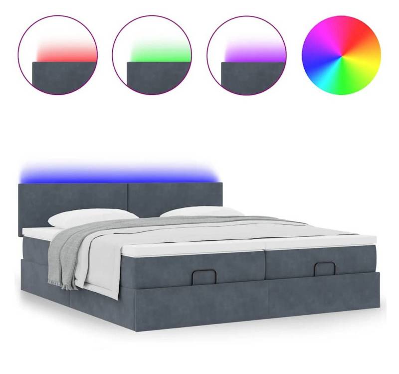 vidaXL Bett Ottoman-Bett mit Matratzen & LEDs Dunkelgrau 180x200 cm Samt von vidaXL