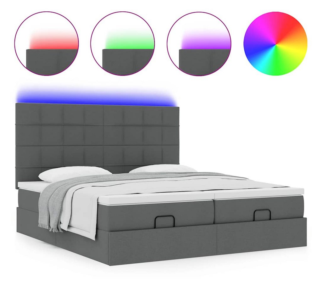 vidaXL Bett Ottoman-Bett mit Matratzen & LEDs Dunkelgrau 180x200 cm Stoff vidaXL Bett Ottoman-Bett mit Matratzen & LEDs Dunkelgrau 180x200 cm Stoff von vidaXL