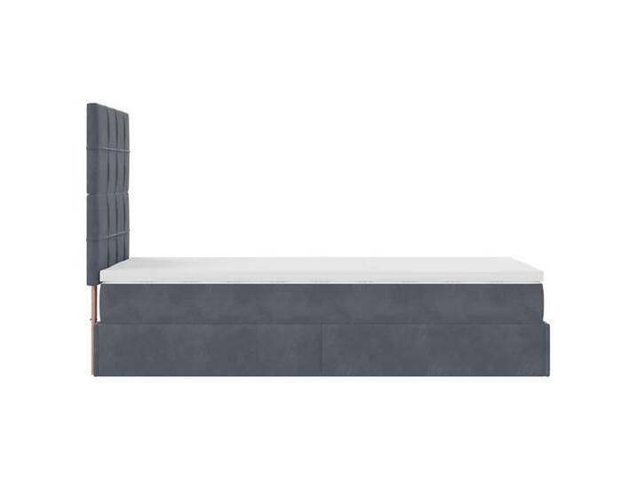 vidaXL Bett Ottoman-Bett mit Matratzen & LEDs Dunkelgrau 80x200 cm Samt, grau, Block mit Quadraten, Dunkelgrau von vidaXL
