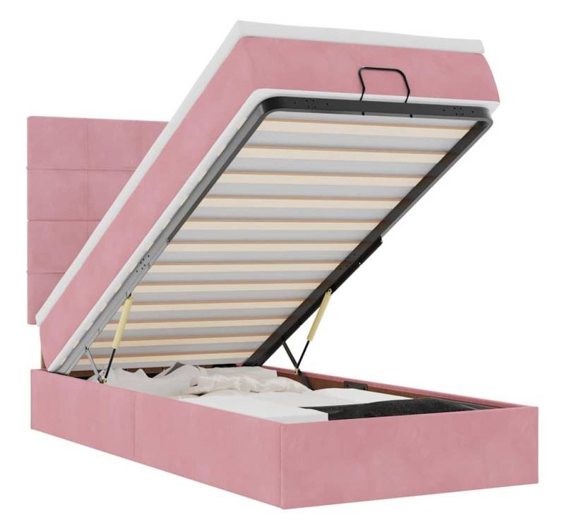vidaXL Bett Ottoman-Bett mit Matratzen & LEDs Rosa 90x200 cm Samt von vidaXL