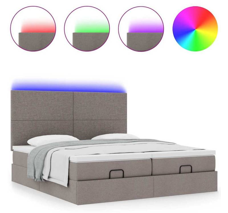 vidaXL Bett Ottoman-Bett mit Matratzen & LEDs Taupe 180x200 cm Stoff vidaXL Bett Ottoman-Bett mit Matratzen & LEDs Taupe 180x200 cm Stoff von vidaXL