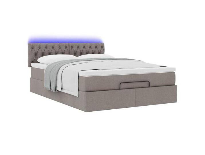 vidaXL Bett Ottomane Bett mit Matratze & LEDs Taupe 140x200 cm Stoff, Knopfheftung Design, Taupe vidaXL Bett Ottomane Bett mit Matratze & LEDs Taupe 140x200 cm Stoff, Knopfheftung Design, Taupe von vidaXL