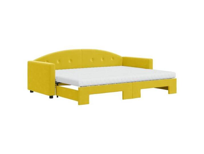vidaXL Bett Tagesbett Ausziehbar mit Matratzen Gelb 80x200 cm Samt, gelb, mit Bettkasten & Matratze, Gelb von vidaXL