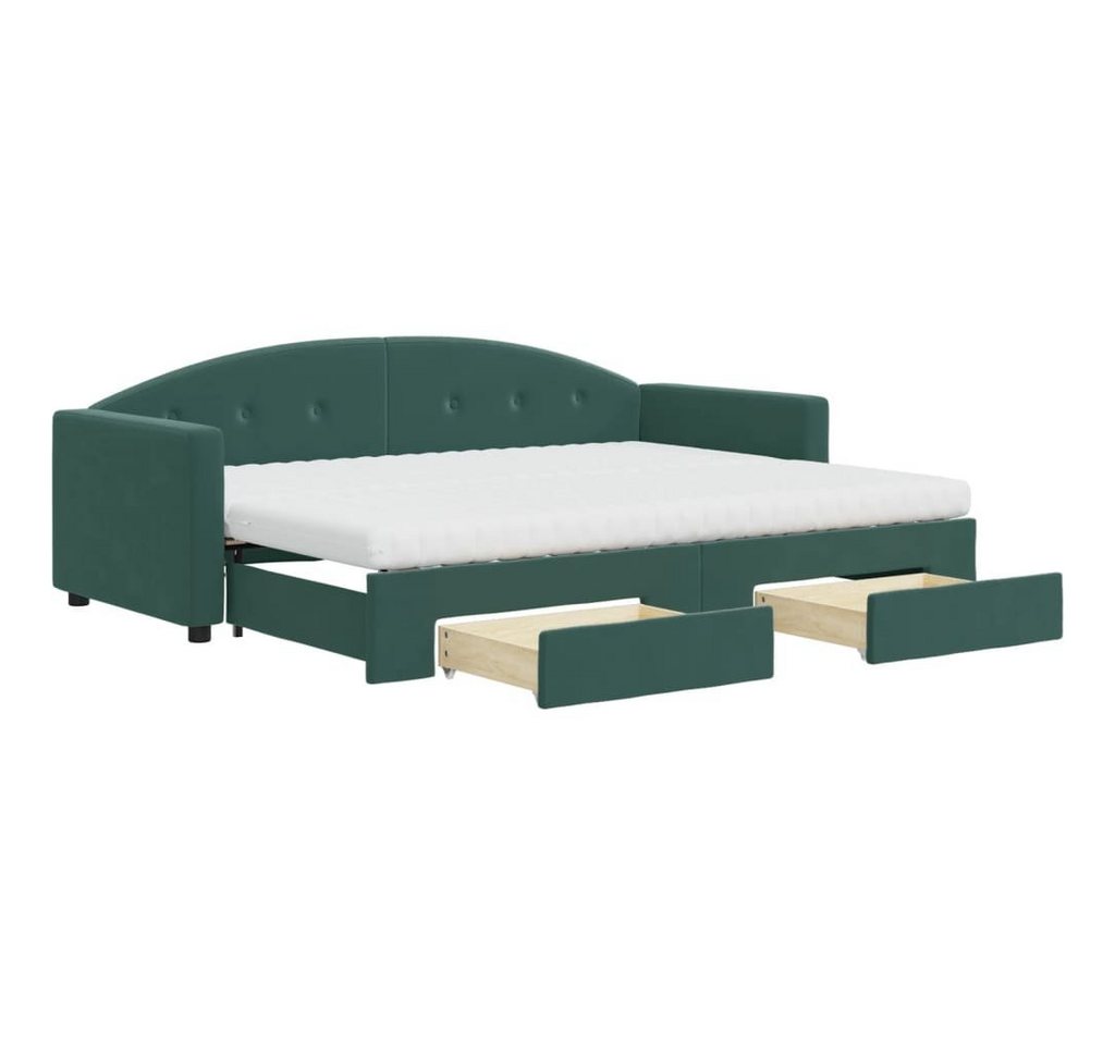 vidaXL Bett Tagesbett Ausziehbar mit Schubladen Dunkelgrün 80x200 cm Samt vidaXL Bett Tagesbett Ausziehbar mit Schubladen Dunkelgrün 80x200 cm Samt von vidaXL
