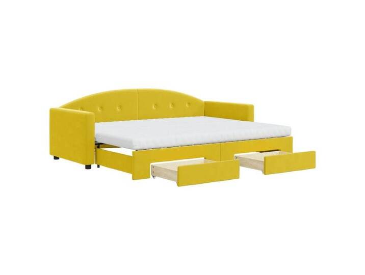 vidaXL Bett Tagesbett Ausziehbar mit Schubladen Gelb 80x200 cm Samt, gelb, mit Bettkasten & Schublade & Matratze, Gelb von vidaXL