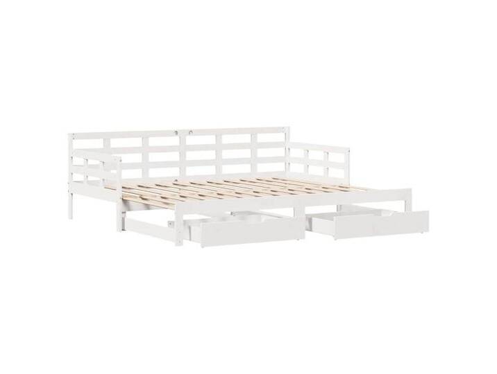 vidaXL Bett Tagesbett Ausziehbar mit Schubladen ohne Matratze Weiß 80x200cm, weiß, Weiß von vidaXL