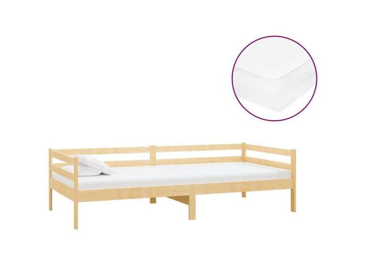 vidaXL Bett Tagesbett mit Matratze 90x200 cm Kiefer Massivholz, braun, Braun von vidaXL