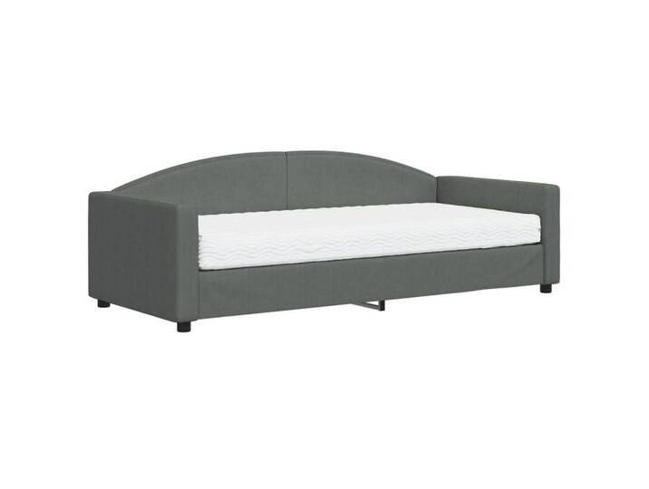 vidaXL Bett Tagesbett mit Matratze Dunkelgrau 90x200 cm Stoff, grau, mit Matratze, Dunkelgrau von vidaXL