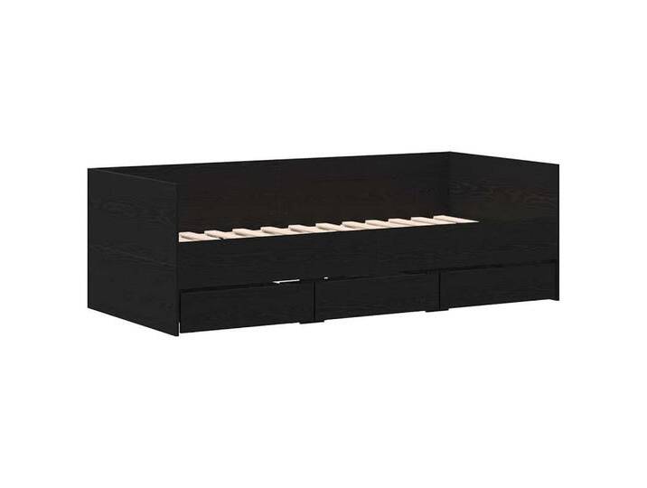 vidaXL Bett Tagesbettgestell mit Schubladen Schwarze Eiche 90 x 200 cm (1-tlg), schwarz von vidaXL