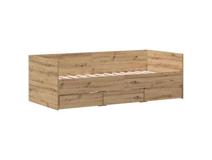 vidaXL Bett Tagesbettgestell mit Schubladen Eiche handwerklich 90 x 190 cm (1-tlg), Eiche handwerklich von vidaXL