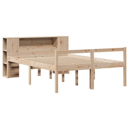 vidaXL Massivholzbett, Bett Kopfteil mit Bücherregal ohne Matratze, Bettgestell mit Lattenrost, Holzbett Doppelbett für Schlafzimmer, 120x190cm Kiefer vidaXL Massivholzbett, Bett Kopfteil mit Bücherregal ohne Matratze, Bettgestell mit Lattenrost, Holzbett Doppelbett für Schlafzimmer, 120x190cm Kiefer von vidaXL