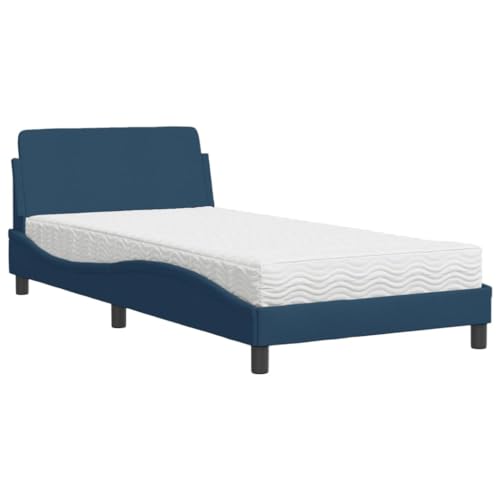 vidaXL Bett mit Matratze Blau 100x200 cm Stoff von vidaXL