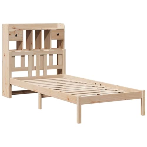 vidaXL Massivholzbett, Holzbett mit Kopfteil Lattenrost, Einzelbett für Schlafzimmer, Bett Bettgestell, 75x190cm Massivholz Kiefer von vidaXL