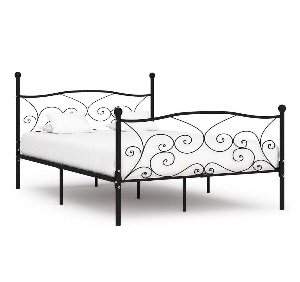 vidaXL Bett, Bettgestell mit Lattenrost Schwarz Metall 140 × 200 cm von vidaXL