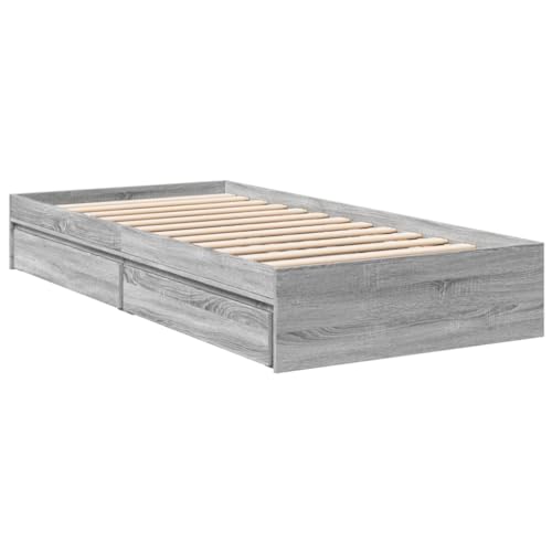 vidaXL Bettgestell, Bett mit Schubladen für Schlafzimmer, Bettrahmen mit Lattenrost, Schlafzimmerbett Einzelbett, Grau Sonoma 90x190cm Holzwerkstoff vidaXL Bettgestell, Bett mit Schubladen für Schlafzimmer, Bettrahmen mit Lattenrost, Schlafzimmerbett Einzelbett, Grau Sonoma 90x190cm Holzwerkstoff von vidaXL