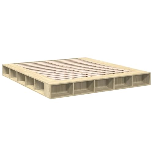vidaXL Bettgestell, Bett mit Stauraum für Schlafzimmer, Bettrahmen mit Lattenrost, Schlafzimmerbett Doppelbett, Sonoma-Eiche 180x200cm Holzwerkstoff von vidaXL