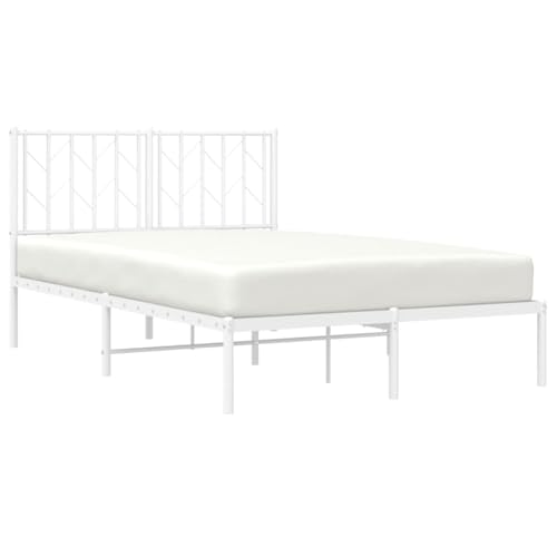 vidaXL Bettgestell, Bettrahmen mit Kopfteil, Bett Gästebett mit Stauraum, Metallbett Doppelbett Schlafzimmerbett, Weiß 120x190cm Metall vidaXL Bettgestell, Bettrahmen mit Kopfteil, Bett Gästebett mit Stauraum, Metallbett Doppelbett Schlafzimmerbett, Weiß 120x190cm Metall von vidaXL