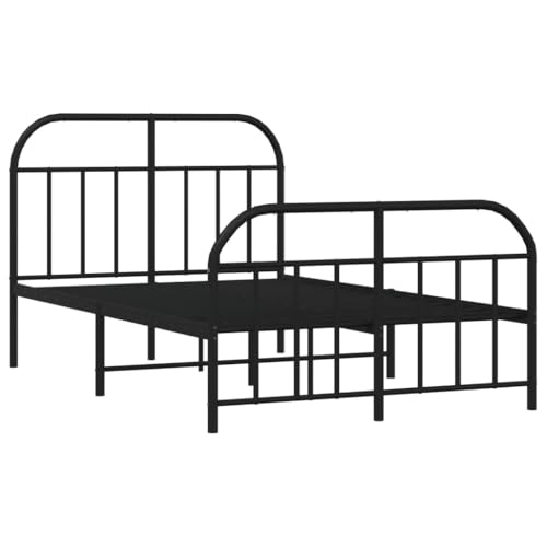 vidaXL Bettgestell, Bettrahmen mit Kopfteil Fußteil, Metallbett Bett mit Lattenrost, Doppelbett Gästebett Schlafzimmer, Metall Schwarz 120x190cm vidaXL Bettgestell, Bettrahmen mit Kopfteil Fußteil, Metallbett Bett mit Lattenrost, Doppelbett Gästebett Schlafzimmer, Metall Schwarz 120x190cm von vidaXL