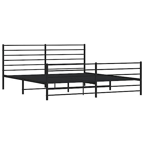 vidaXL Bettgestell, Bettrahmen mit Kopfteil Fußteil, Metallbett Bett mit Lattenrost, Doppelbett Gästebett Schlafzimmer, Metall Schwarz 180x200cm von vidaXL